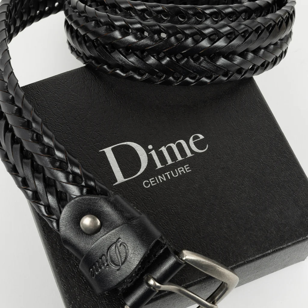 Dime Braided Leather Belt - Black