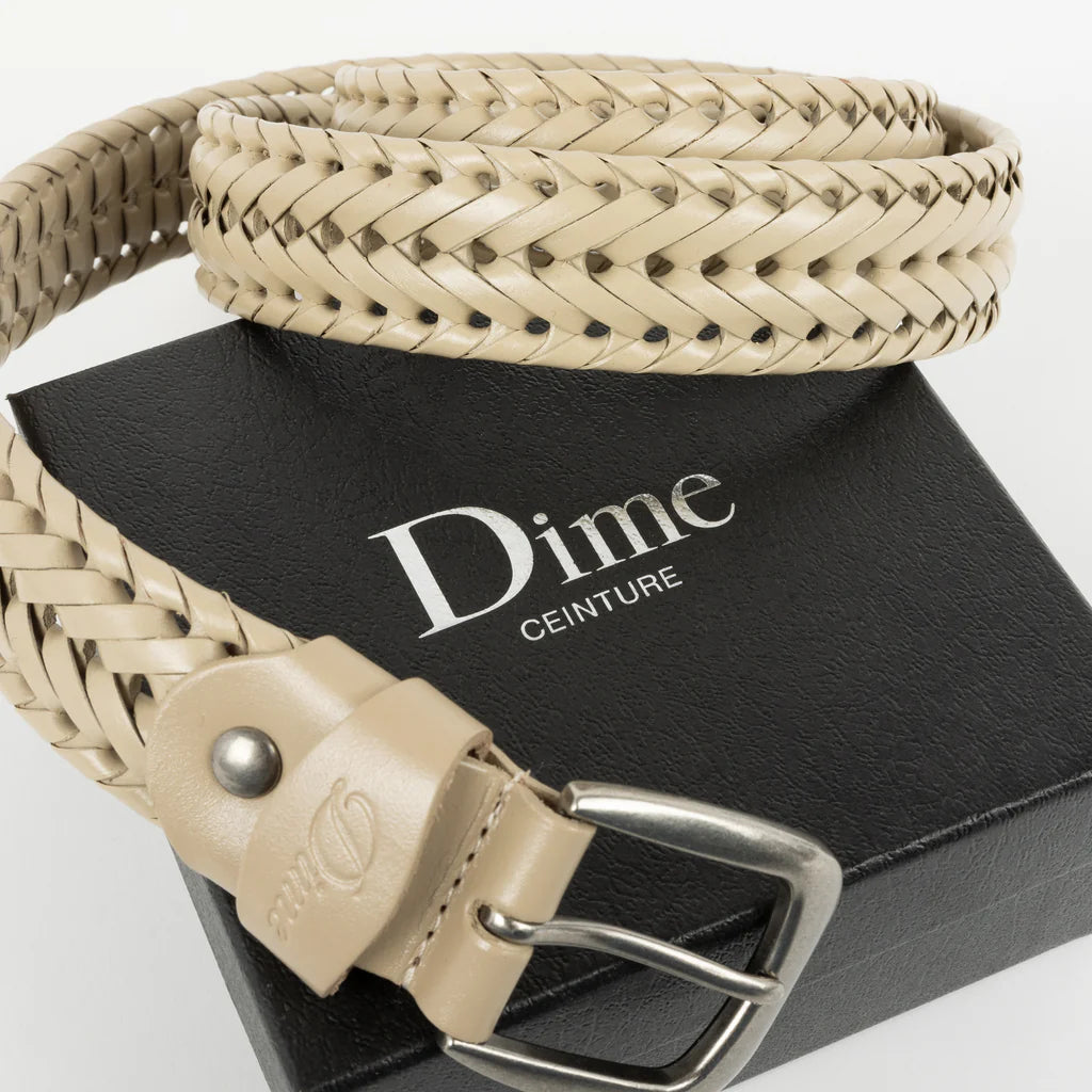 Dime Braided Leather Belt - Tan