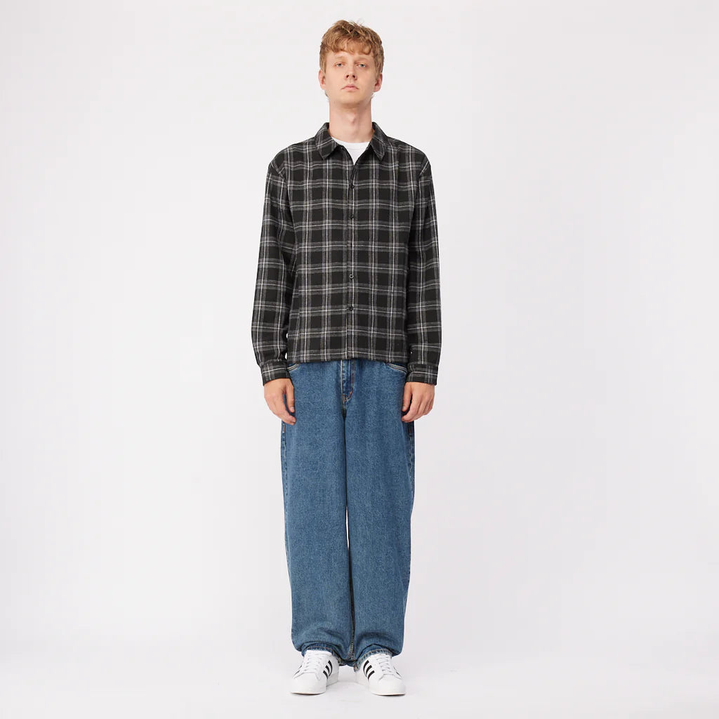 Dime Plaid Flannel Shirt - Black