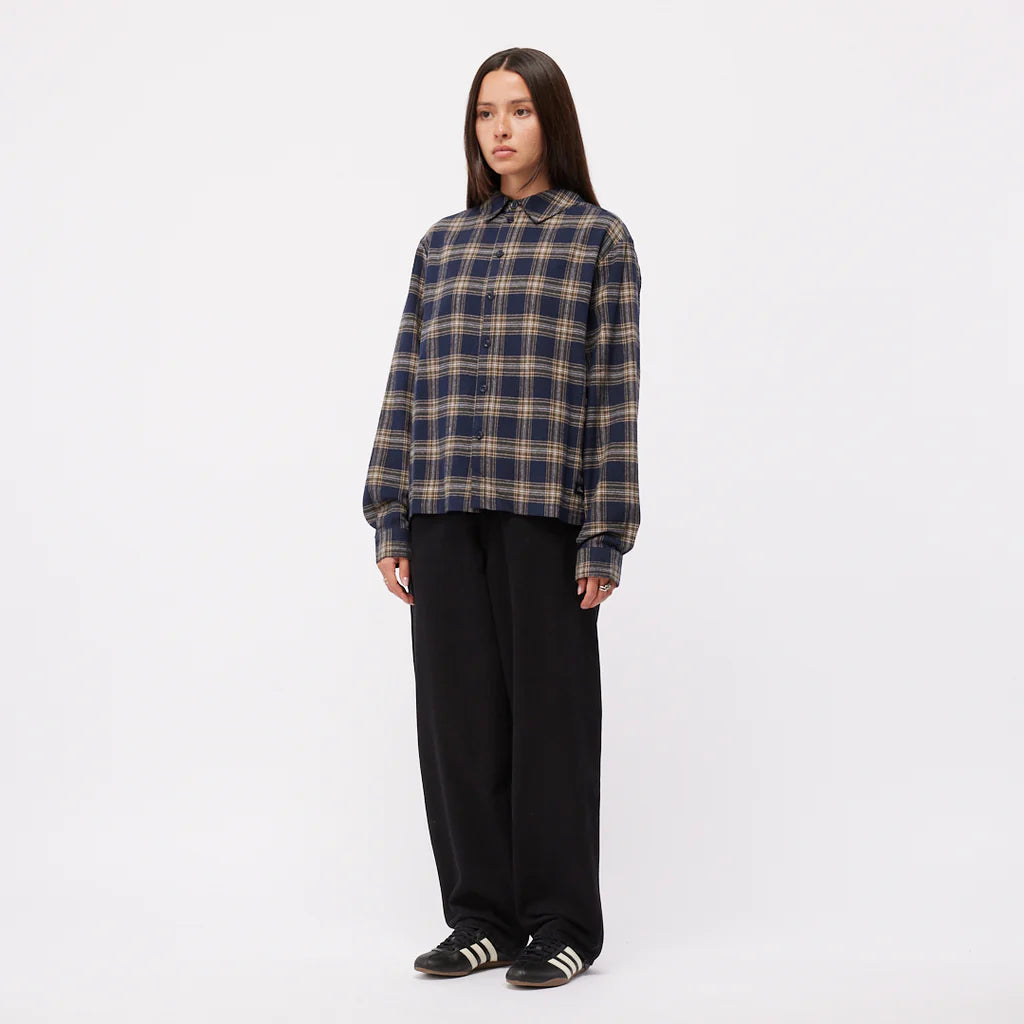 Dime Plaid Flannel Shirt - Navy