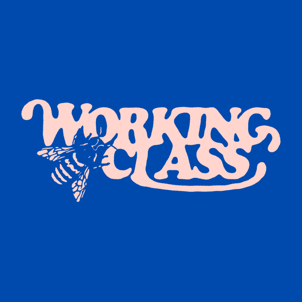 Working Class Inky Bee Tee - Faded Indigo/Pale Pink