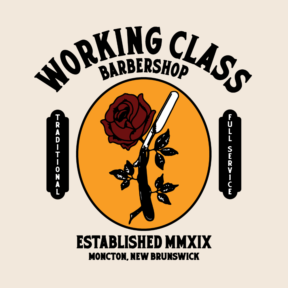 Working Class Barbershop Razor Rose Tee - Ivory/Black/Red/Orange