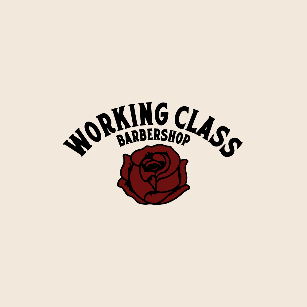 Working Class Barbershop Razor Rose Tee - Ivory/Black/Red/Orange