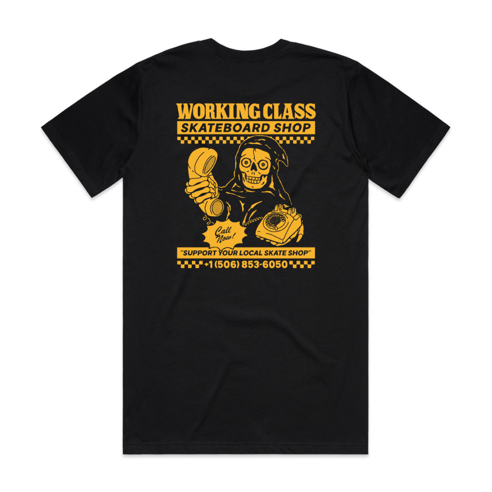 Working Class Skate Reaper Tee - Black/Yellow (SSD 26')