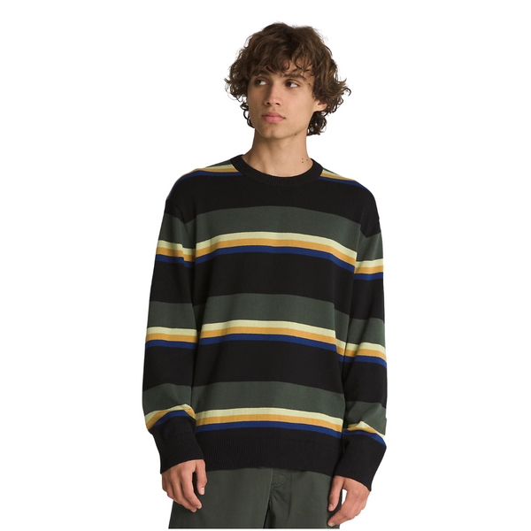 Vans Tacuba Strip Crew Sweater - Black/Deep Forest