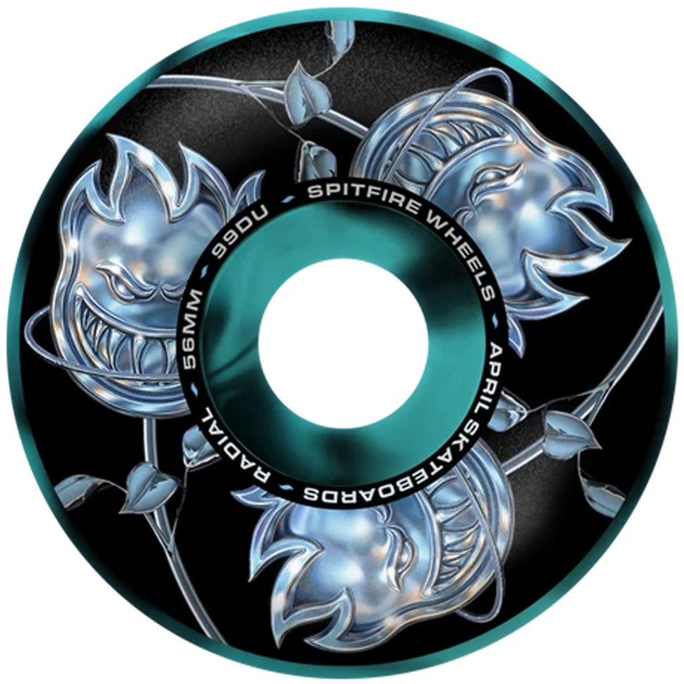 Spitfire F4 99D SF x APRIL BIGHEAD ROSE RADIAL Wheels - 56mm (BLACK/BLUE SWIRL)
