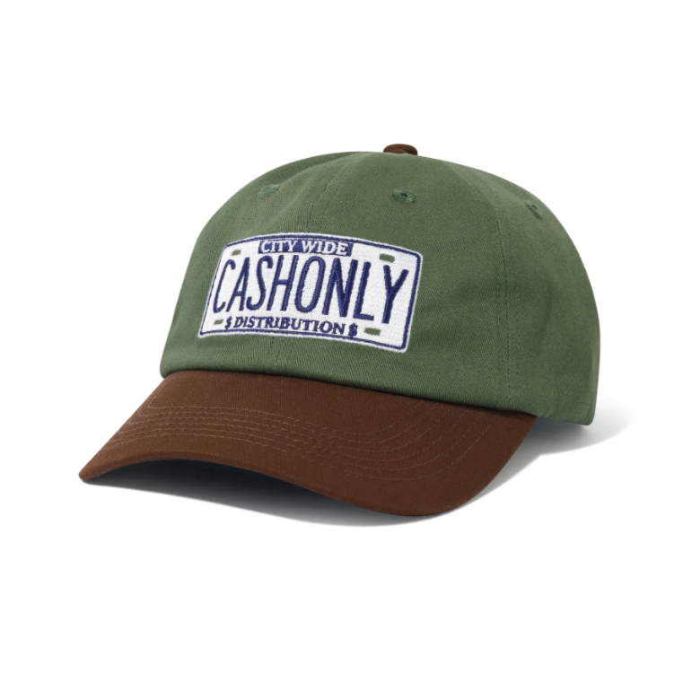 Cash Only License Plate 6 Panel Cap - Sage