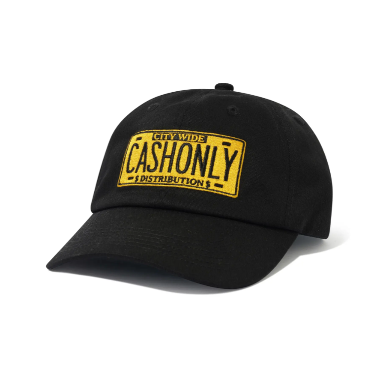 Cash Only License Plate 6 Panel Cap - Black