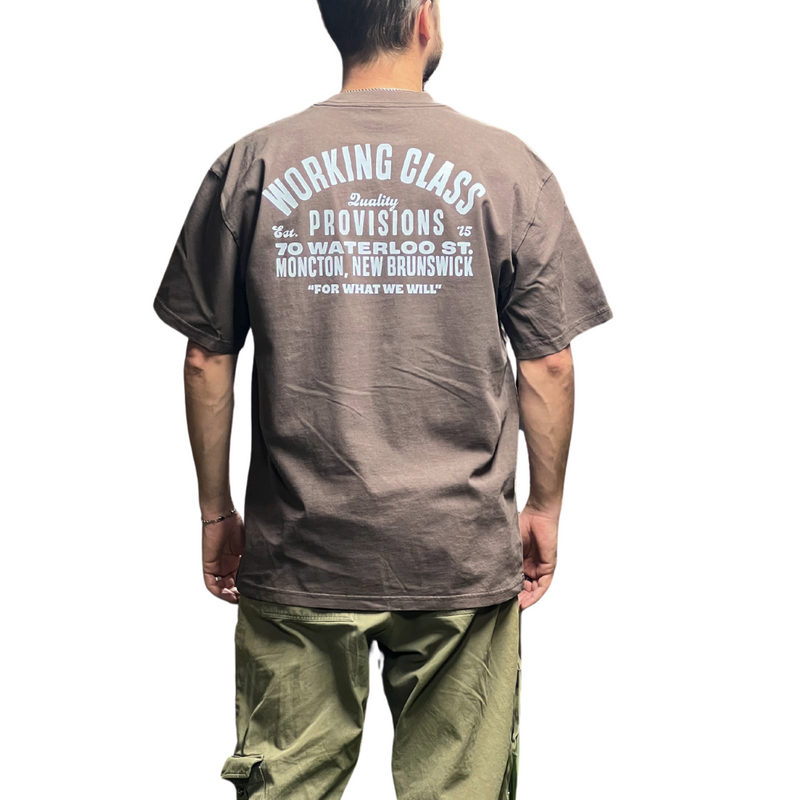 Working Class Heavy Provisions Tee - Faded Brown/White