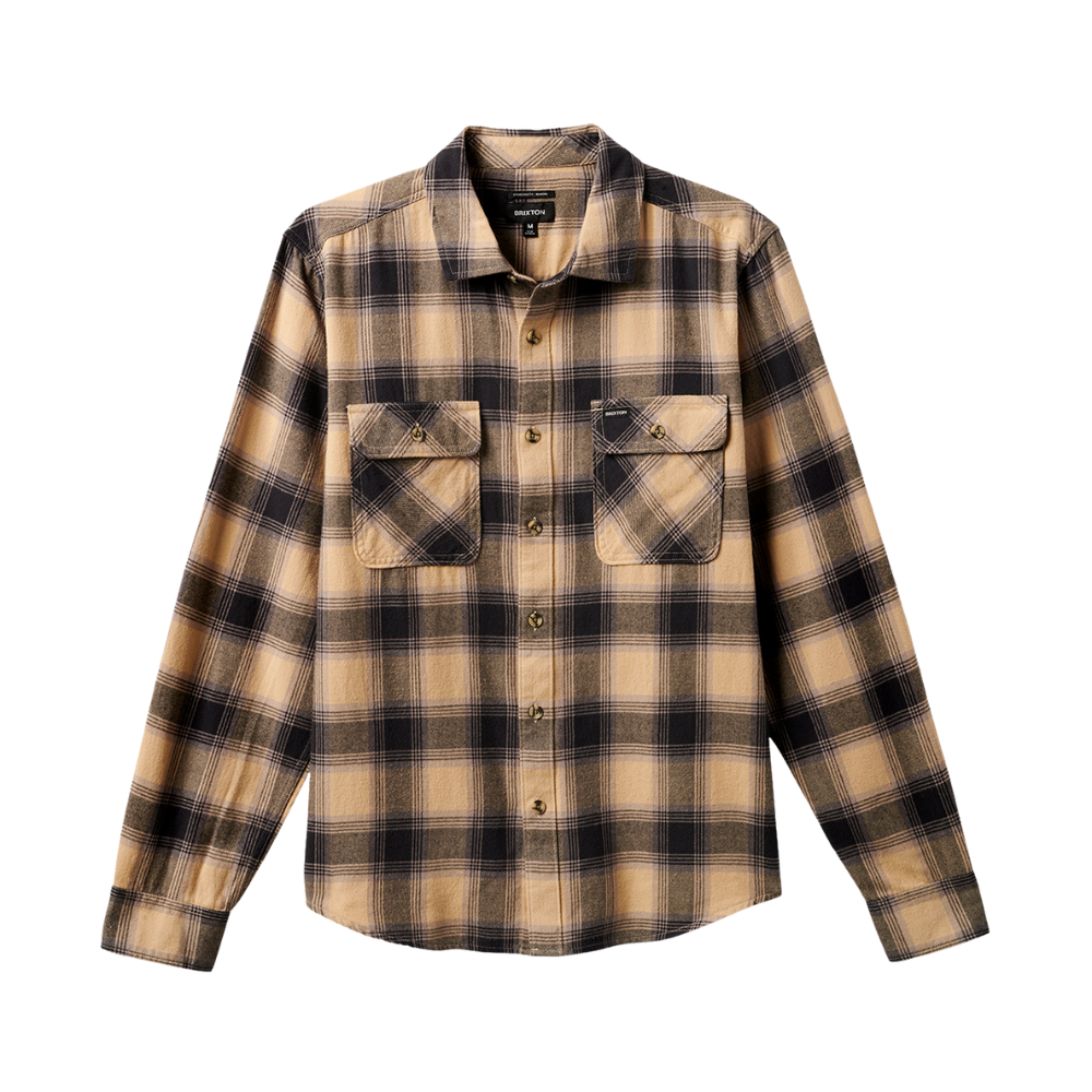 Brixton Lightweight Ultra Flannel - Oat Milk/Cinder Grey
