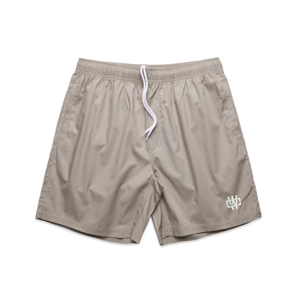 Working Class Monogram Beach Shorts - Mushroom/Silver