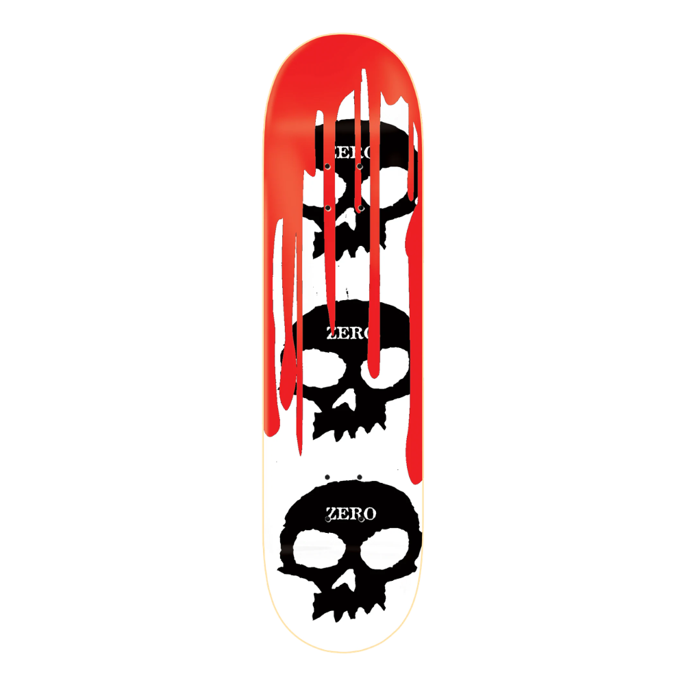 Zero - 3 Skull Blood White Deck - 8.5"
