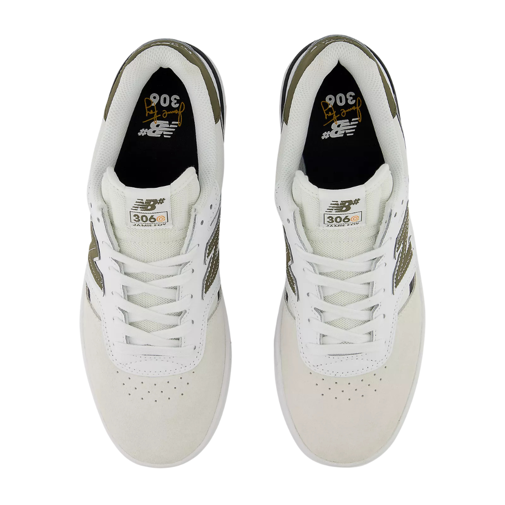 New Balance Numeric Jamie Foy 306 Cup - NB 103 White with Dark Moss