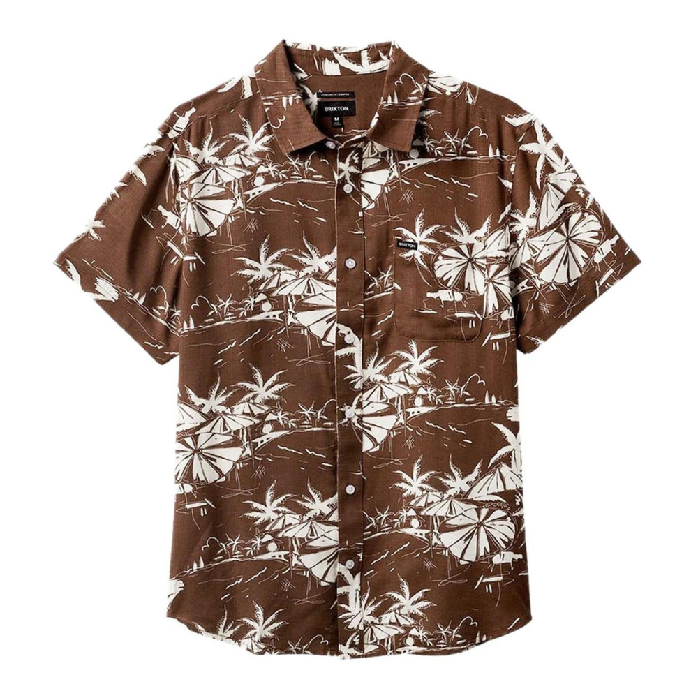 Brixton Charter Slub S/S Woven - Sepia Umbrella Scene