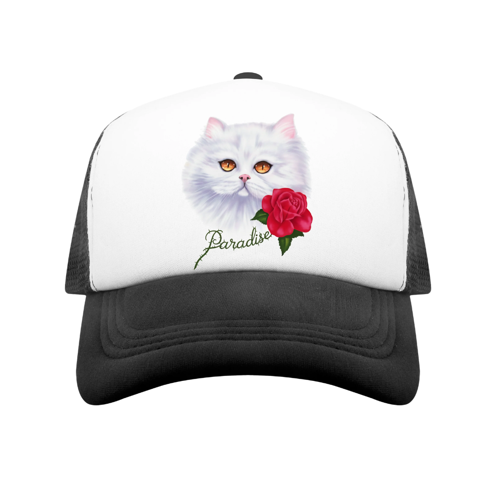 Paradise "Purradise" Trucker Hat - Black/White