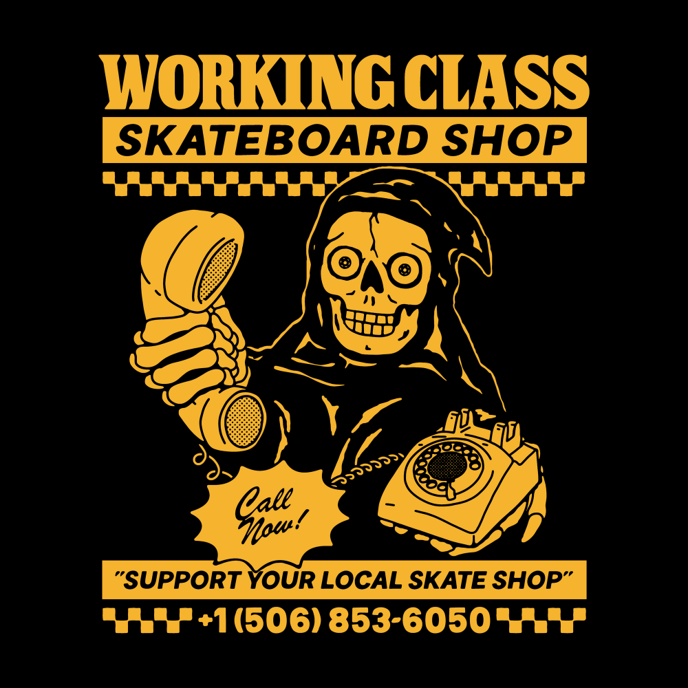 Working Class Skate Reaper Tee - Black/Yellow (SSD 26')
