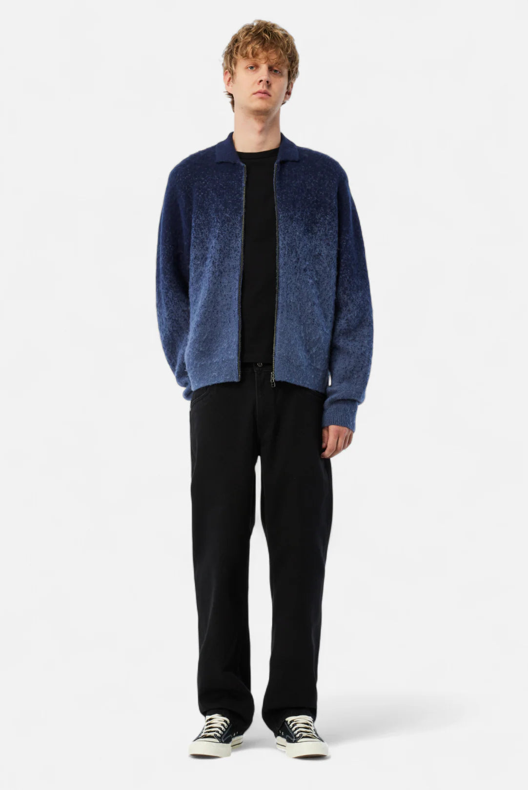 Dime Mohair Double Zip Knit - Midnight Blue