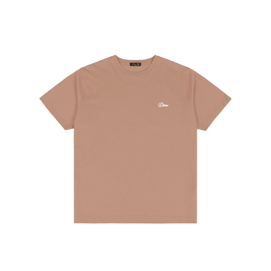 Dime Cursive Small Logo T-Shirt - Sepia