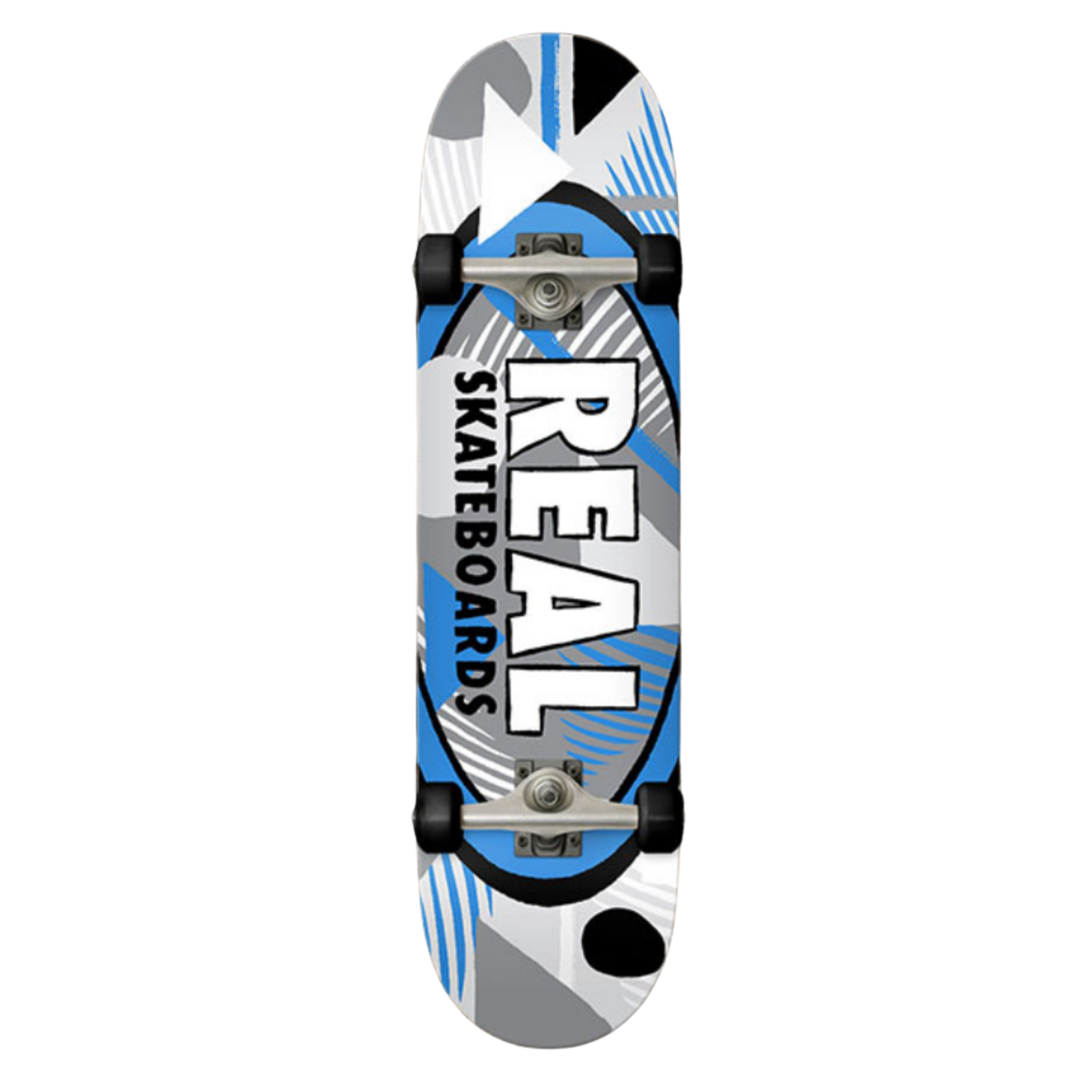 Real HATCHED OVAL Blue COMPLETE Skateboard - 7.3"