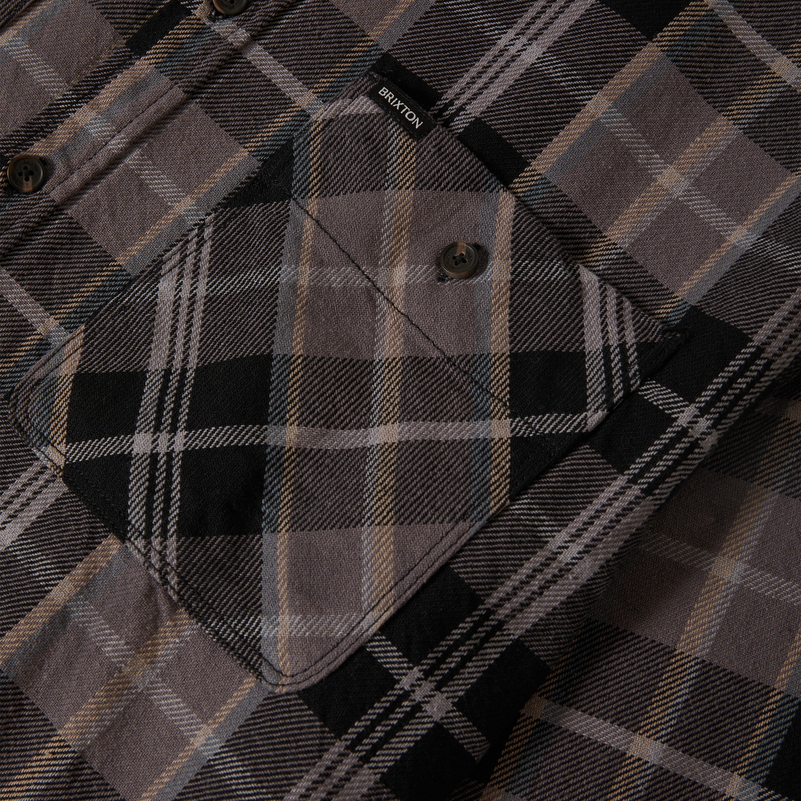 Brixton Vintage Wash Flannel - Black/Charcoal Beige/Slate