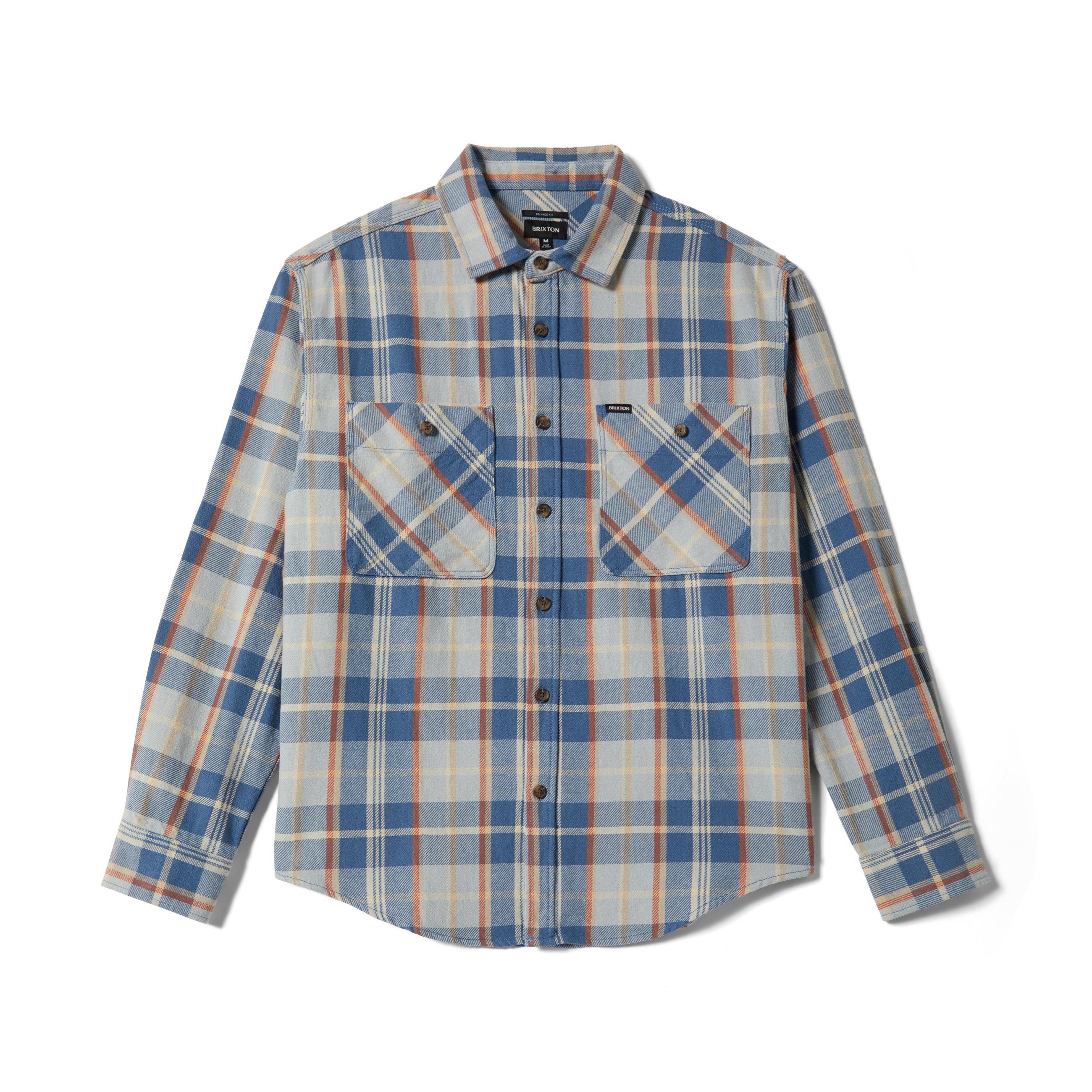 Brixton Vintage Wash Flannel - Blue/Soft Blue/Orange