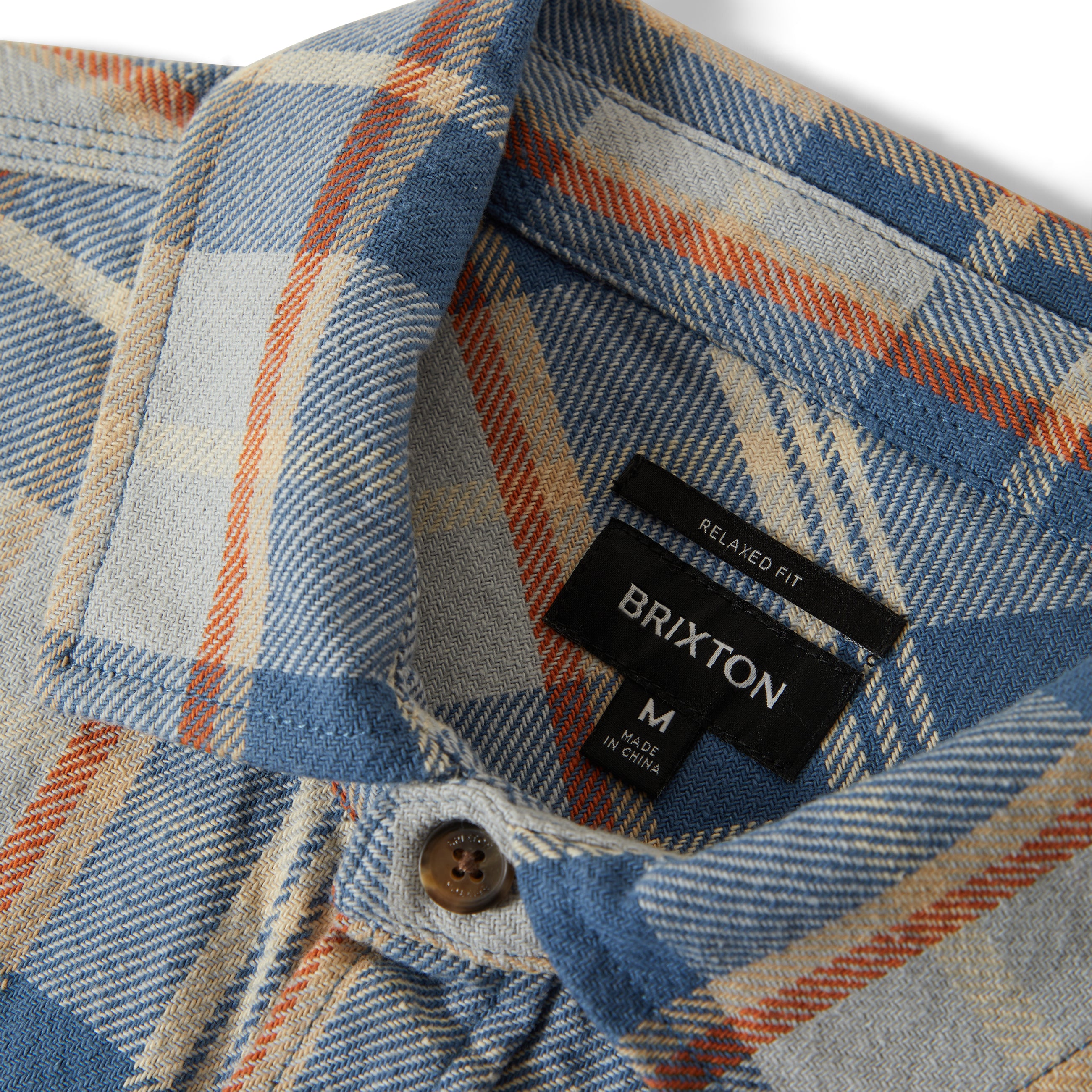 Brixton Vintage Wash Flannel - Blue/Soft Blue/Orange