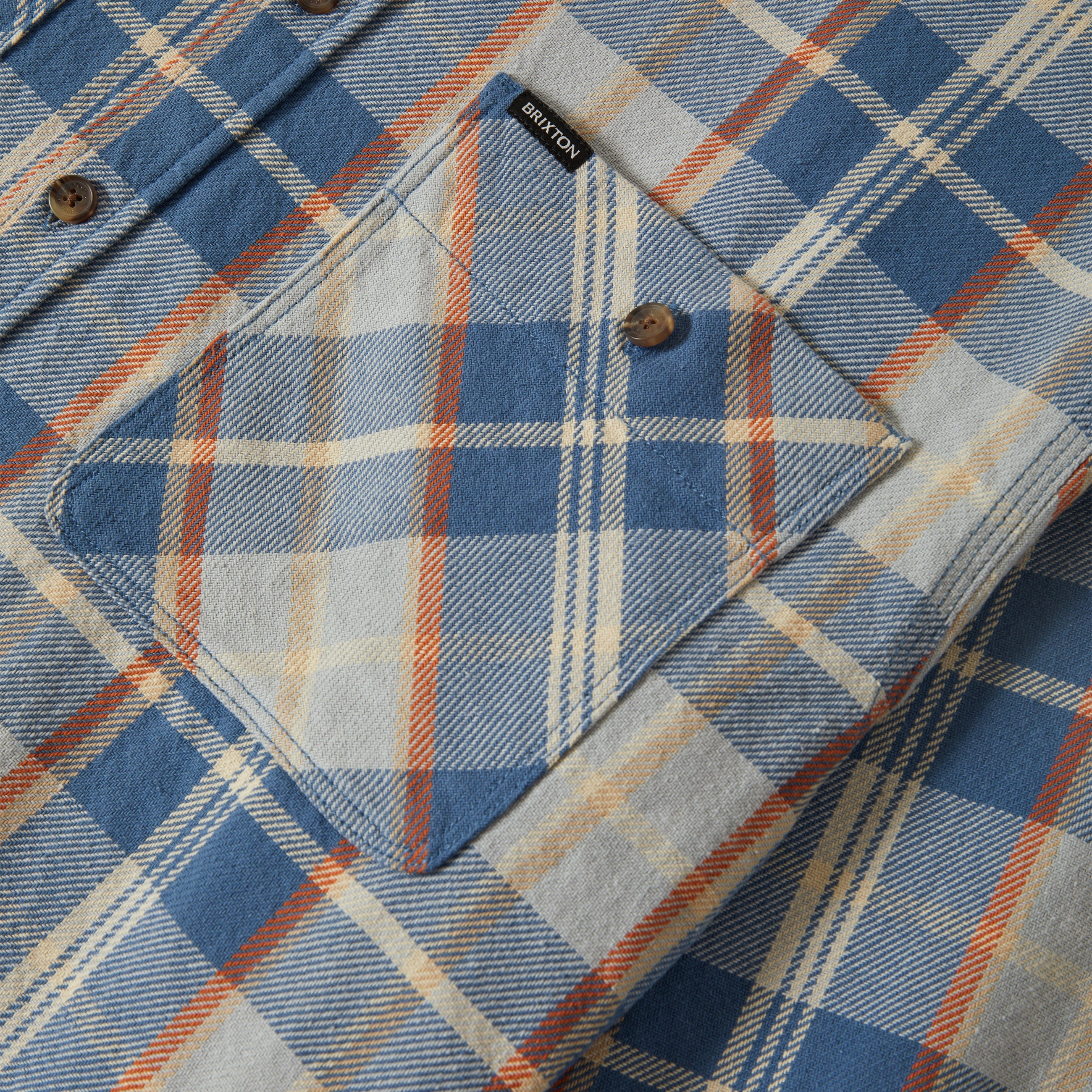 Brixton Vintage Wash Flannel - Blue/Soft Blue/Orange