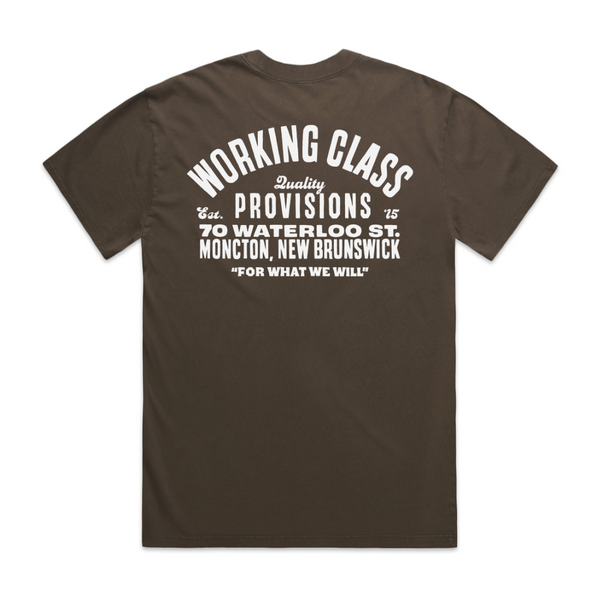 Working Class Heavy Provisions Tee - Faded Brown/White