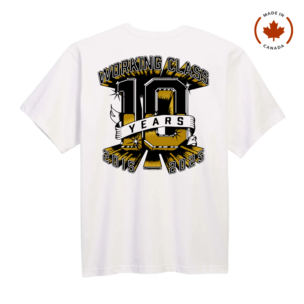 Working Class Made in Canada 10 Years Tee - White/Black/Gold