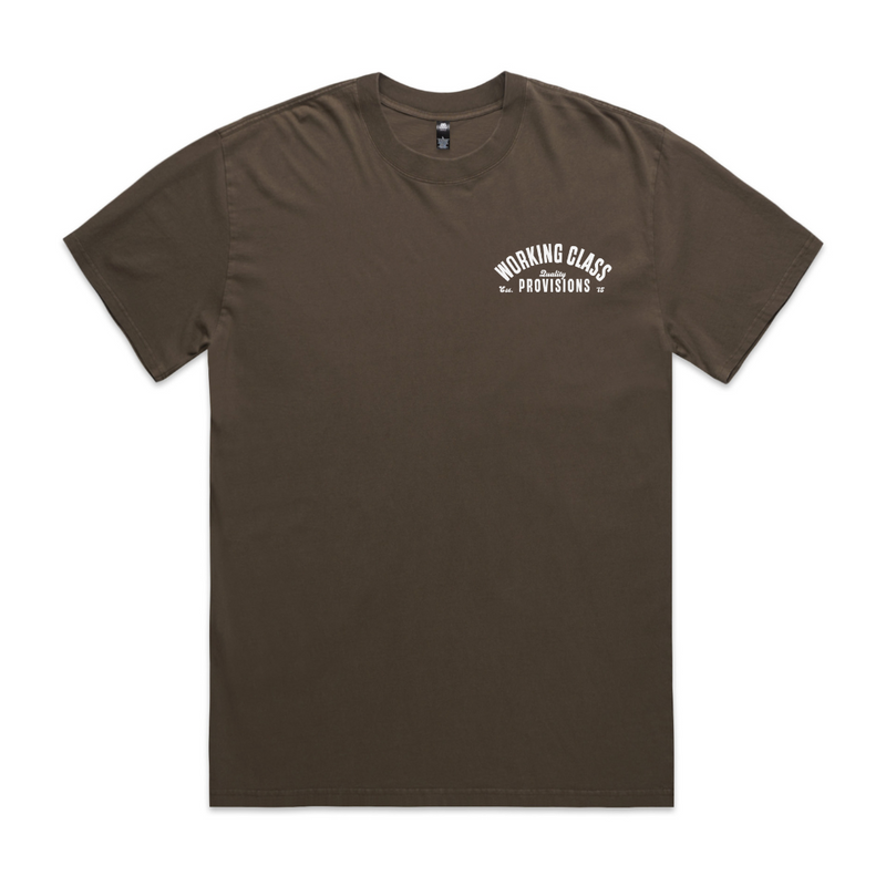 Working Class Heavy Provisions Tee - Faded Brown/White