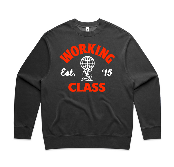 Working Class Atlas Faded Crew - Black/White/Red
