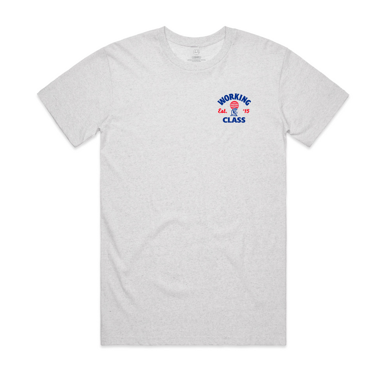 Working Class Atlas Tee - White Heather/Blue/Red