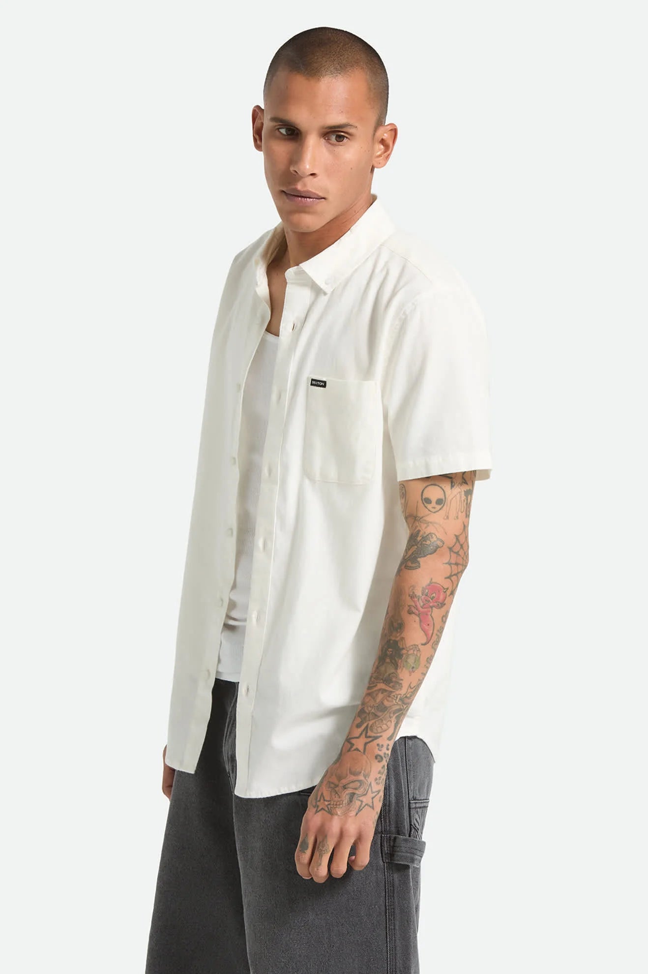 Brixton Sanford Oxford S/S Woven Shirt - Off White