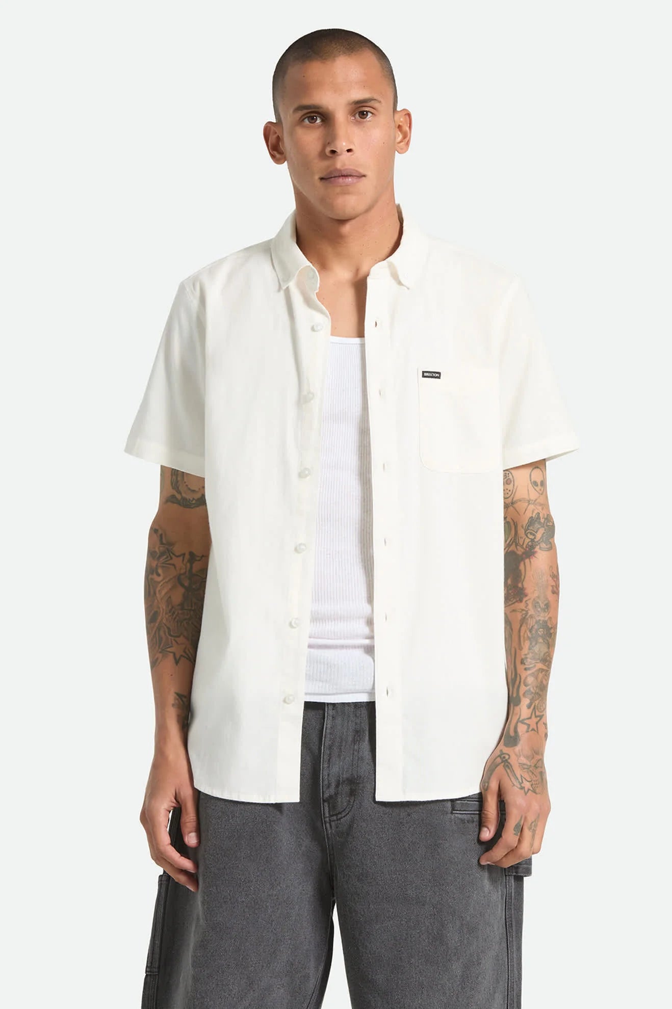 Brixton Sanford Oxford S/S Woven Shirt - Off White