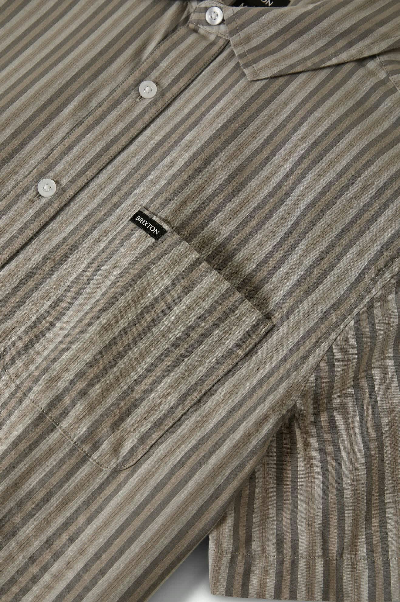 Charter Stripe S/S Woven Shirt - Charcoal Grey