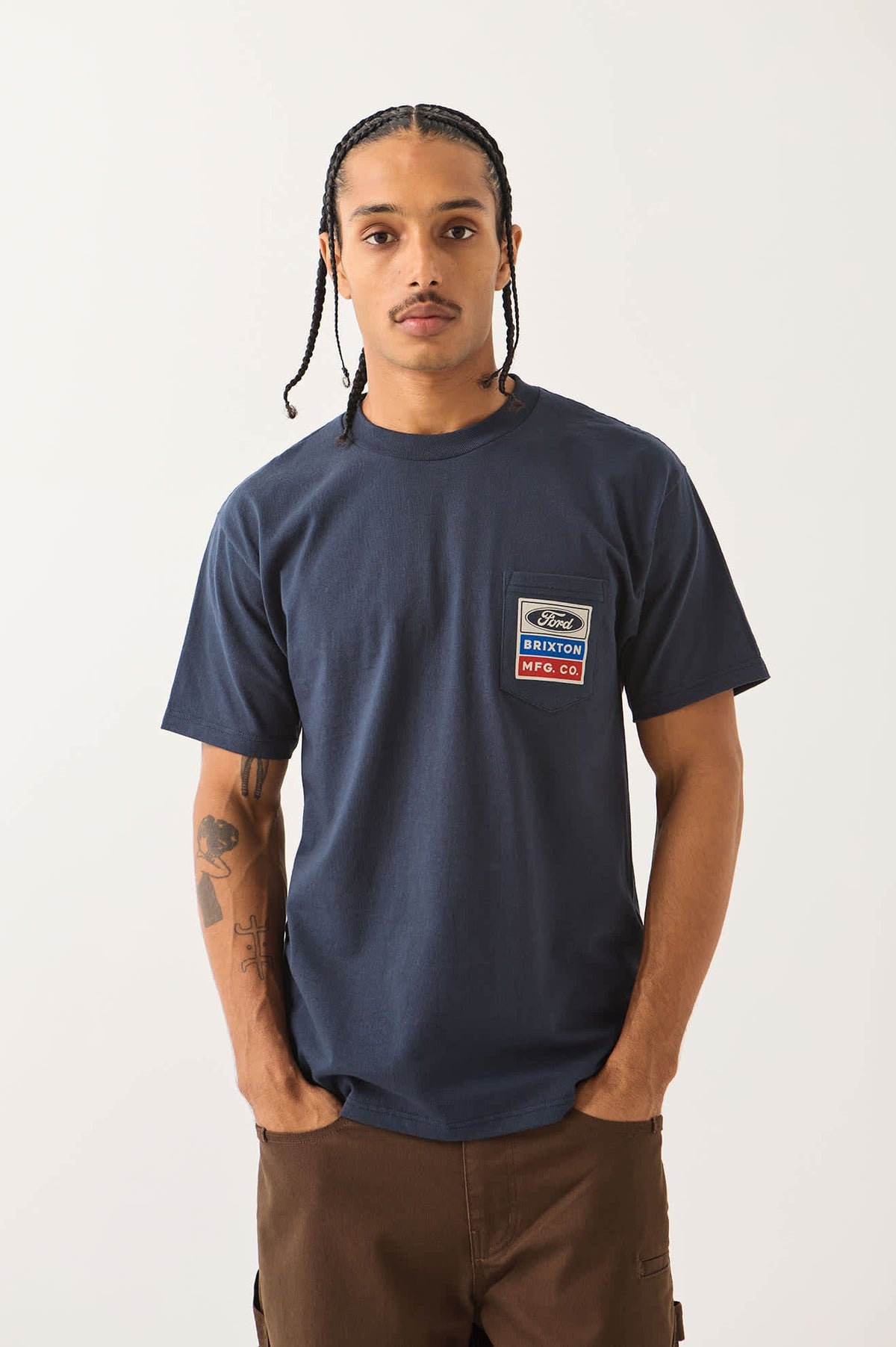 Brixton x Ford Service Dept Pocket Tee - American Navy