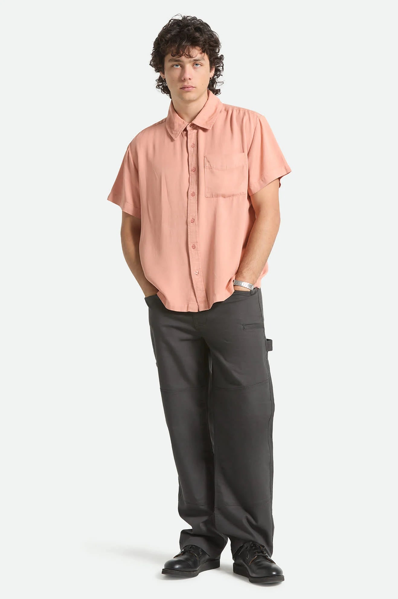 Brixton Cooling Comfort S/S Woven Shirt - Silver Pink