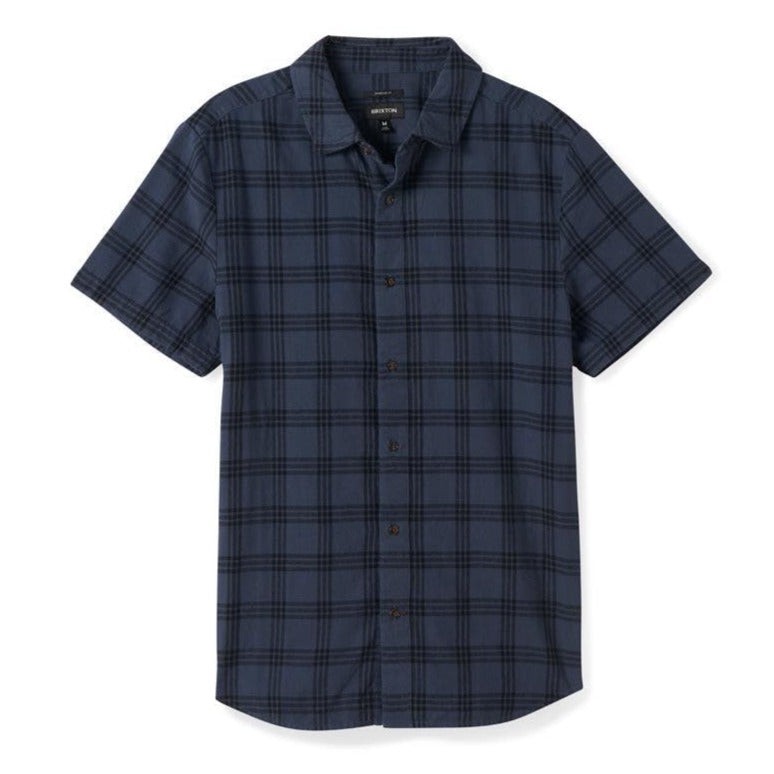 BRIXTON CROSBY PLAID S/S WVN - OMBRE BLUE/BLACK