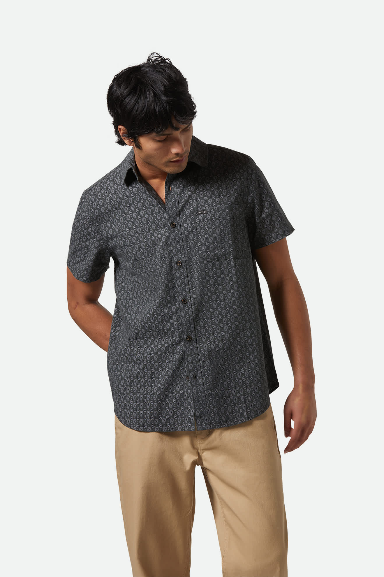 Brixton Charter Print S/S Woven - Washed Black/Paisley