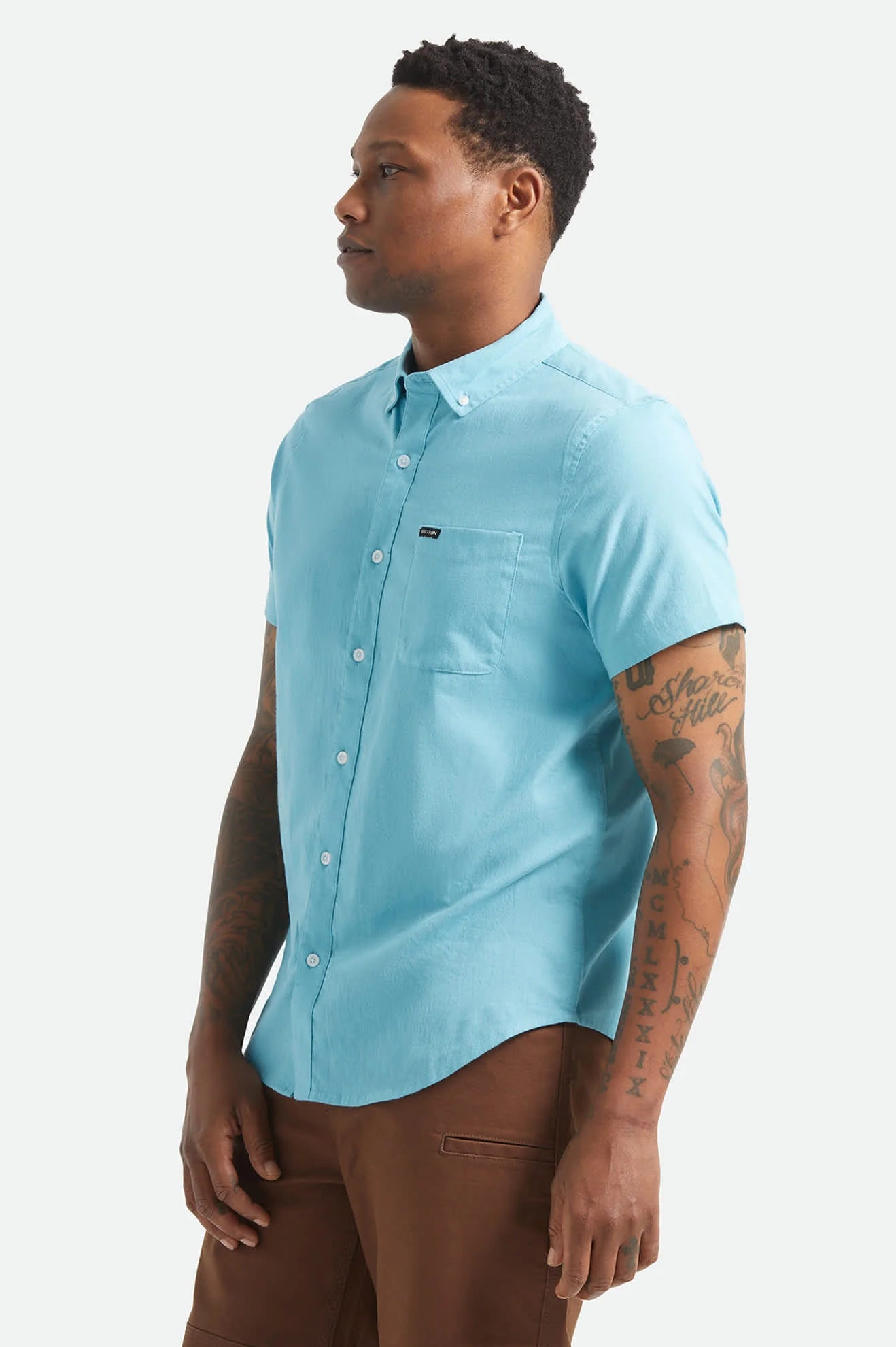 Brixton Sanford Oxford S/S Woven Shirt - Blue Aura