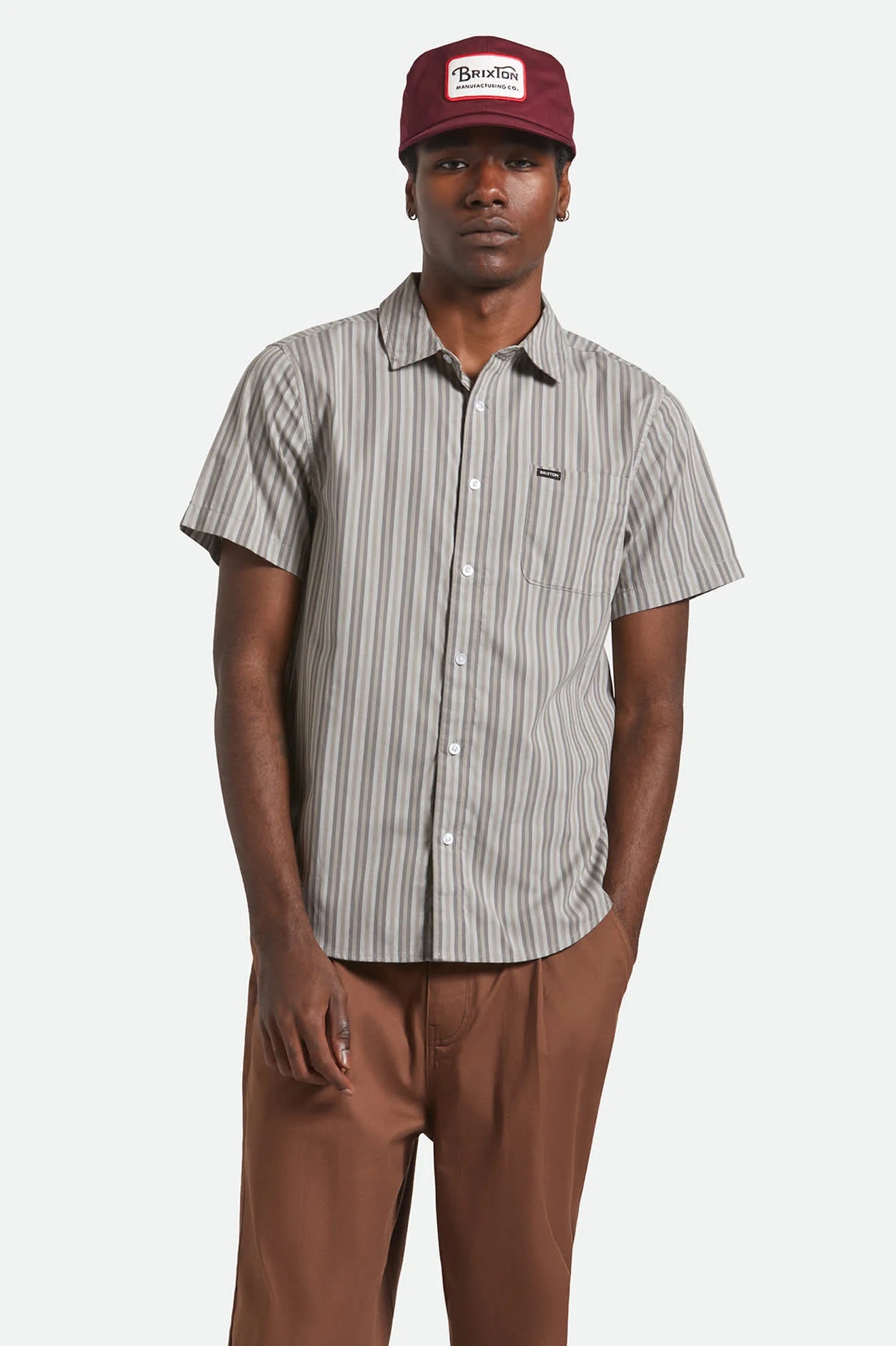Charter Stripe S/S Woven Shirt - Charcoal Grey