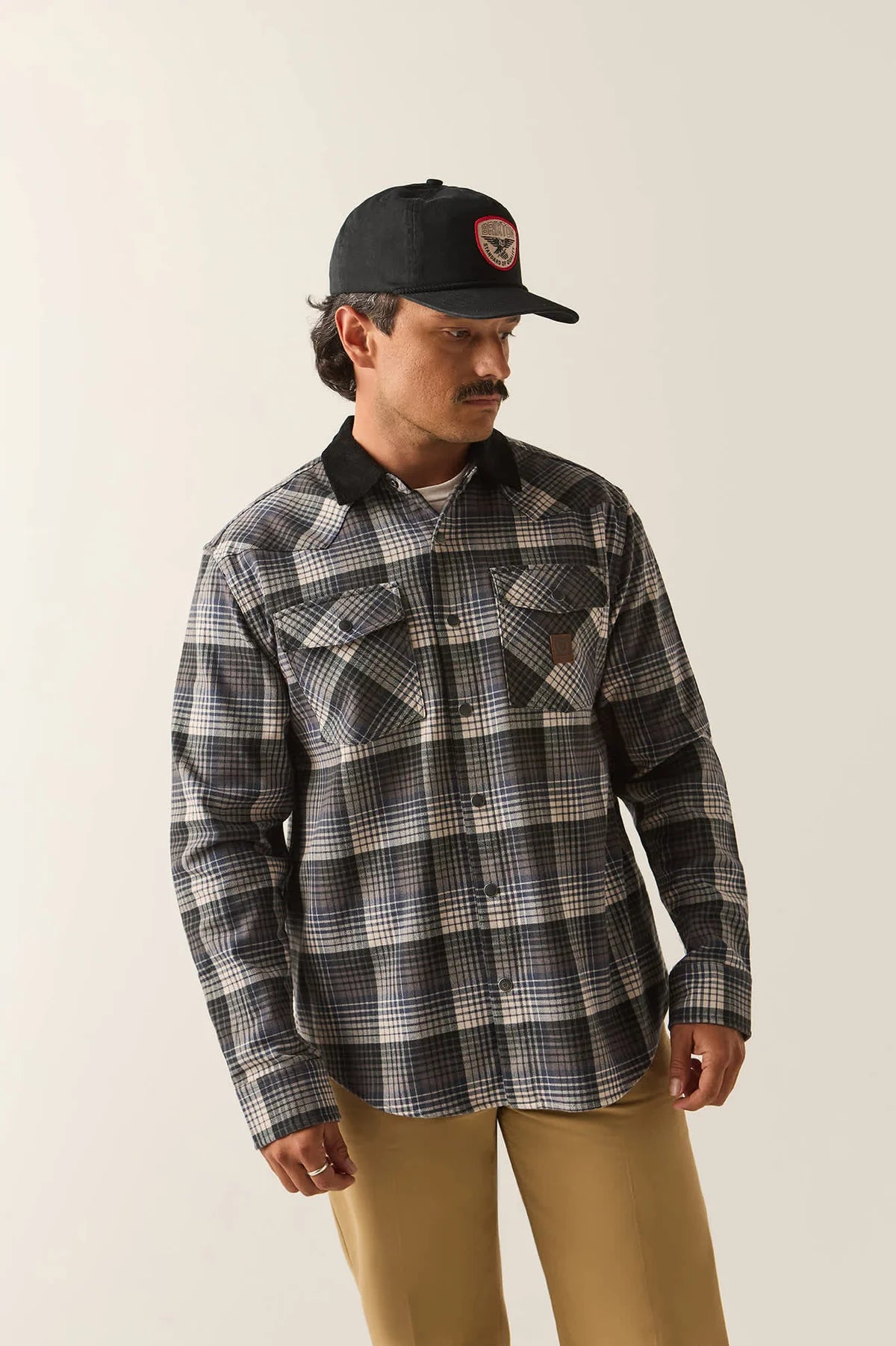 Brixton Bowery Builders Ranch Performance Flannel - Black/Navy
