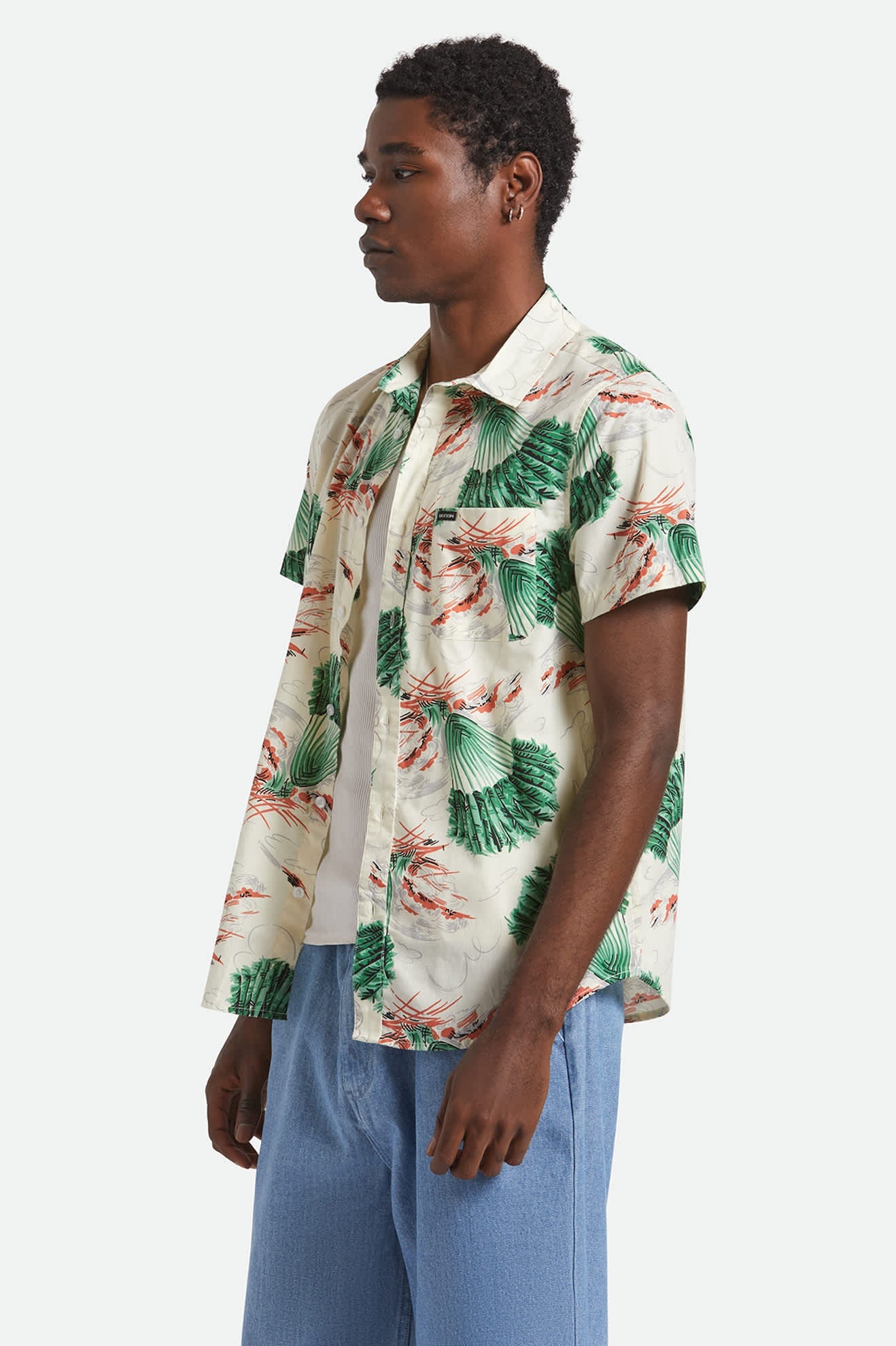 Charter Print S/S Woven Shirt - Vintage Palm Print