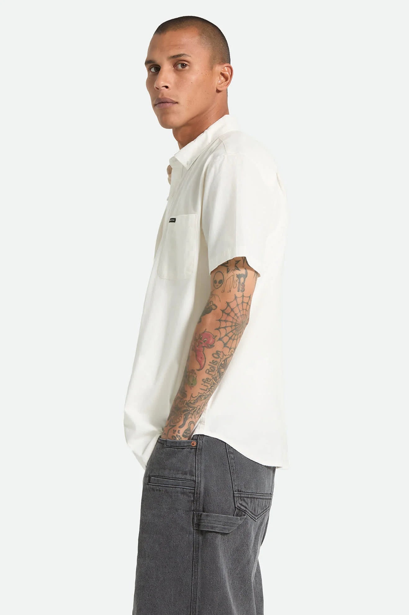 Brixton Sanford Oxford S/S Woven Shirt - Off White
