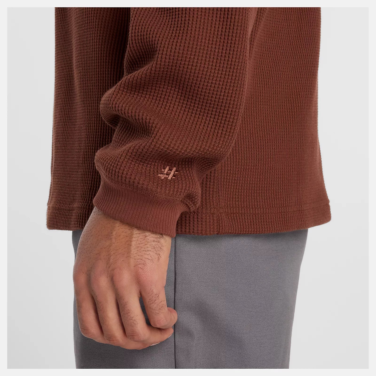 New Balance Numeric Waffle Knit Long Sleeve Henley - Rich Oak