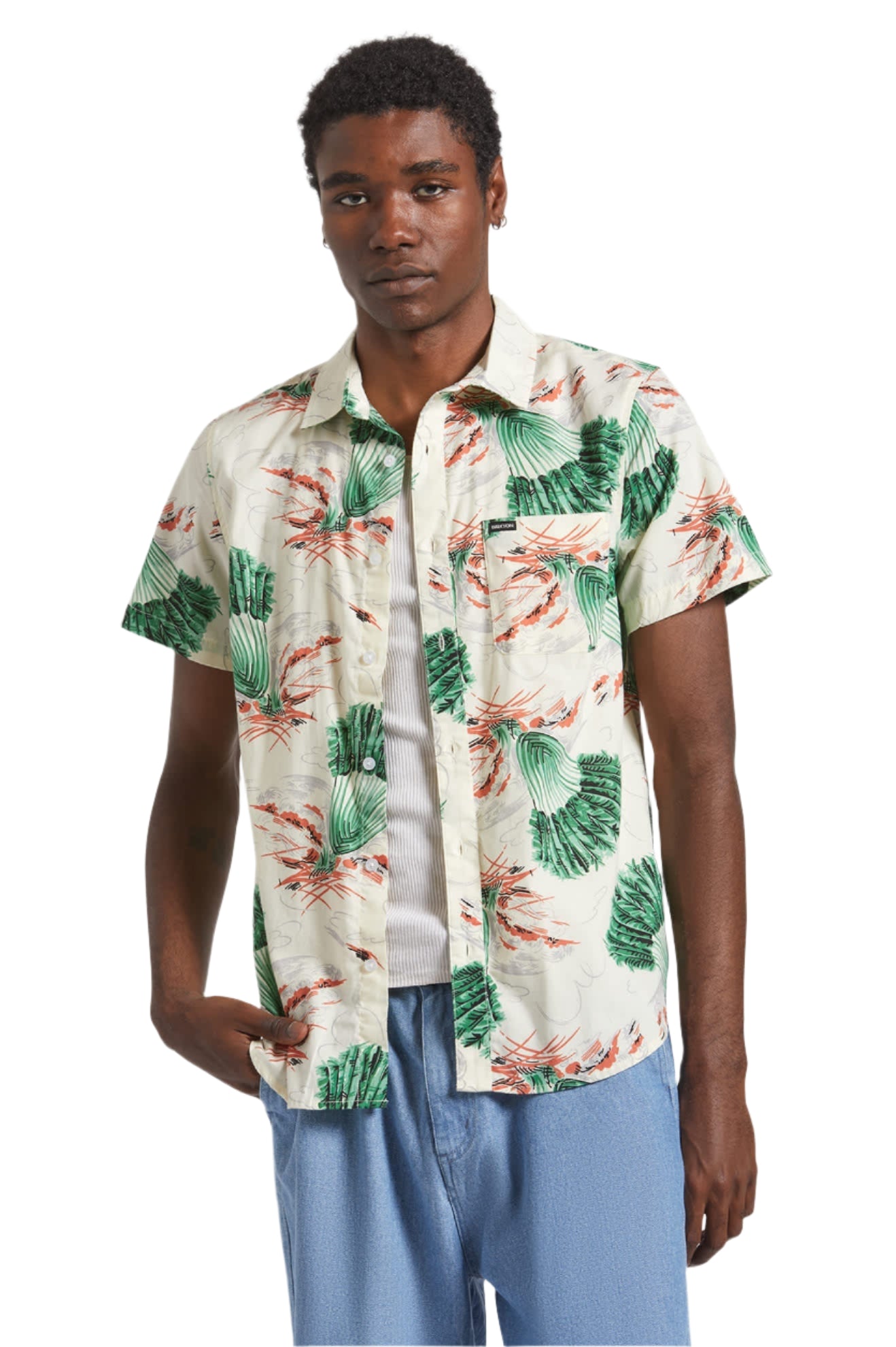Charter Print S/S Woven Shirt - Vintage Palm Print