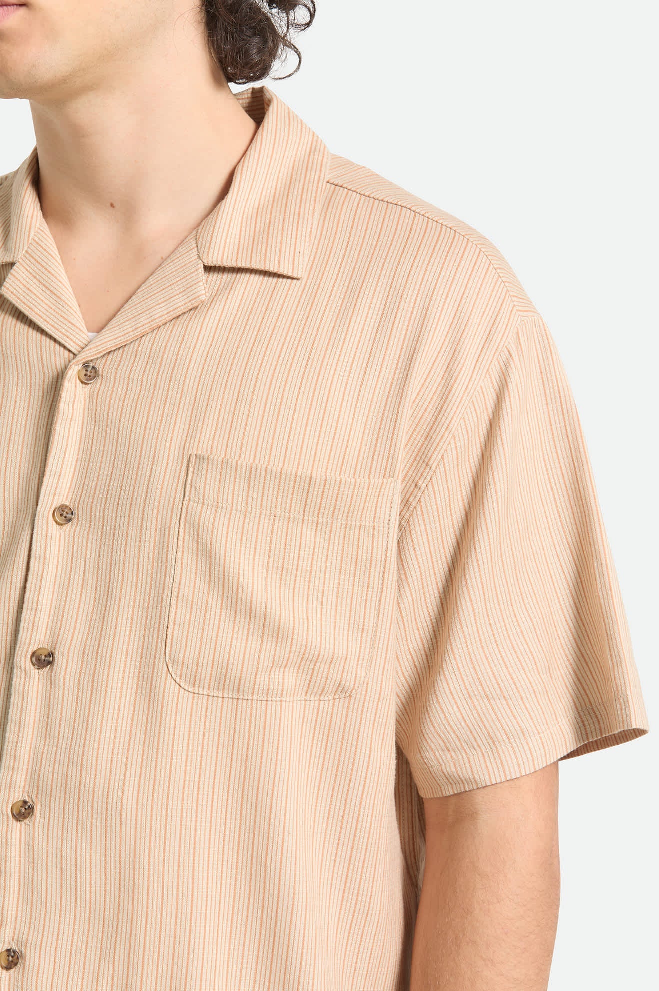 Brixton Bunker Slub S/S Woven Shirt - Italian Clay Stripe
