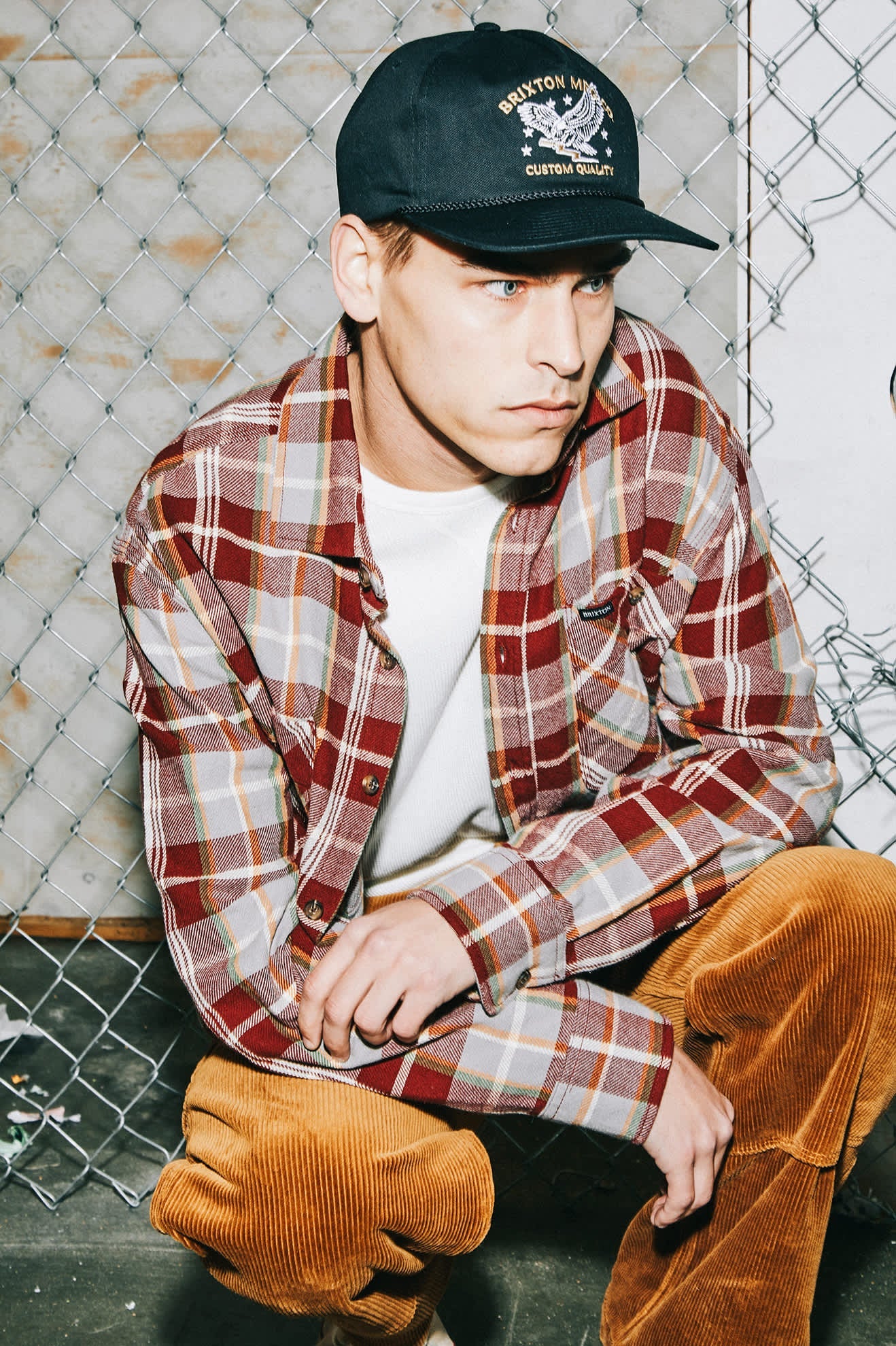 Brixton Vintage Wash Flannel - Maroon Red/Beige/Green