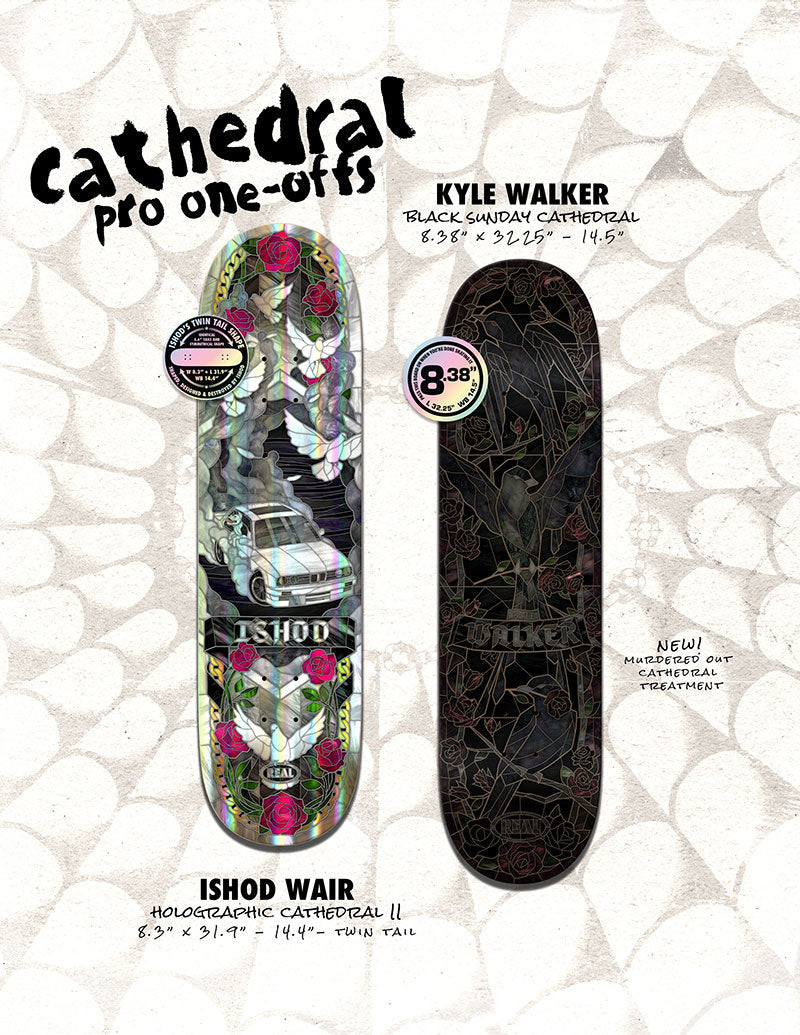 Real KYLE BLACK SUNDAY CATHEDRAL skateboard deck - 8.06"