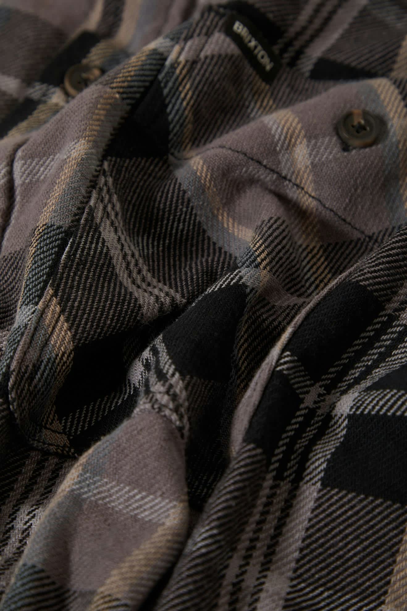 Brixton Vintage Wash Flannel - Black/Charcoal Beige/Slate